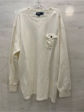 Polo Ralph Lauren Big & Tall Cream WAFFLE KNIT Crewneck Long Sleeve 2XLT W22